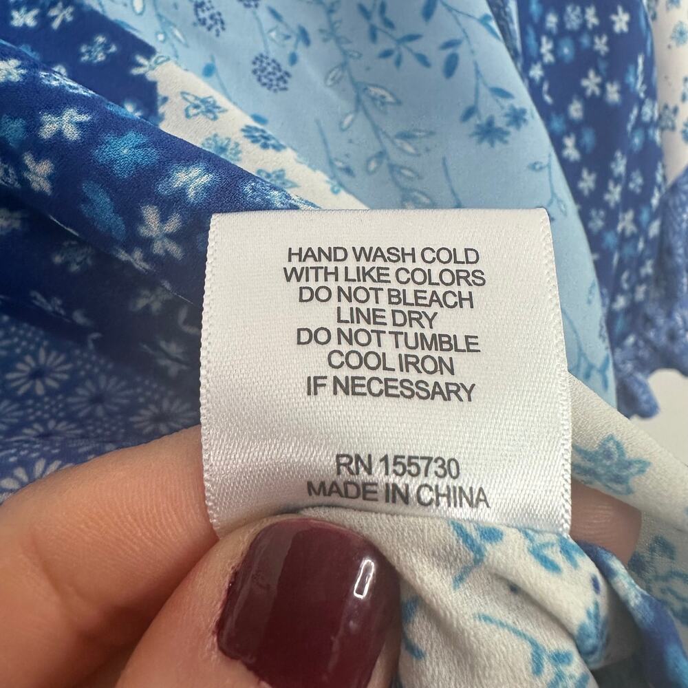 Rose + Olive Blue Floral Patchwork Lightweight Pu… - image 8